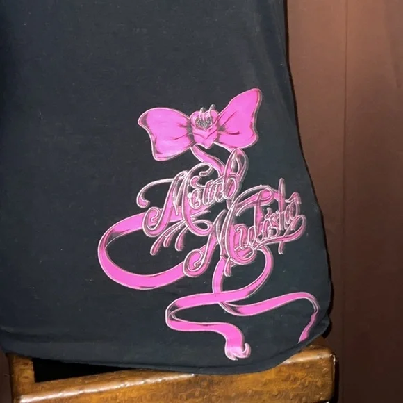 Metal ☠️ Mulisha Black 🖤 Pink 💗 Racer-Back Camisole Size Medium - Picture 2 of 7